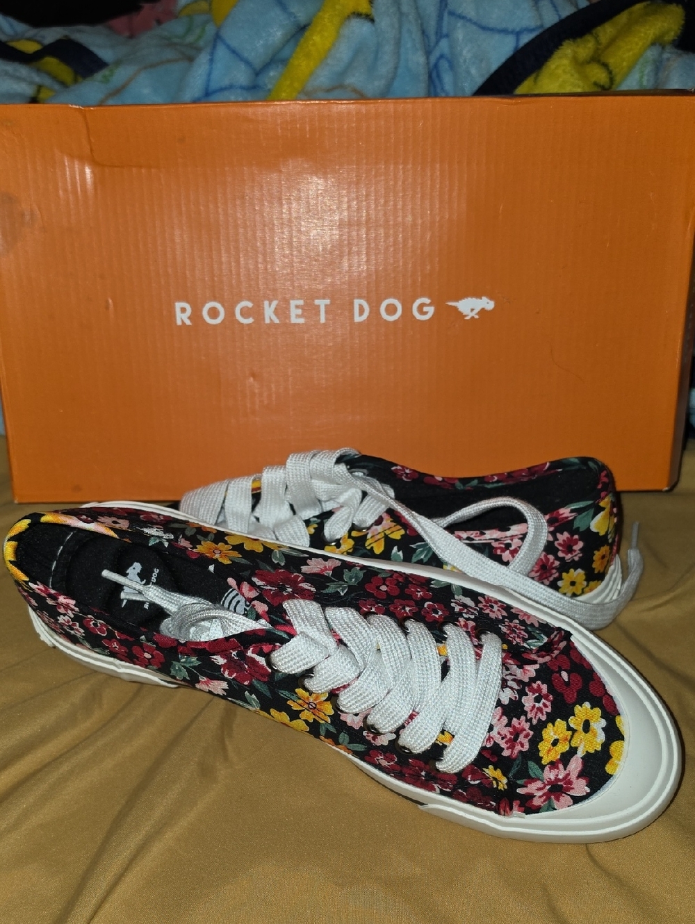 Rocket Dog Black Floral Canvas Lace-Up Sneakers